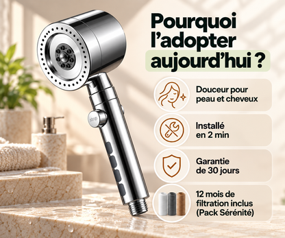 Pommeau de douche filtrant + Pack associé